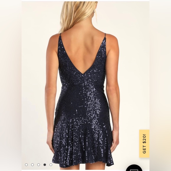 New with tags glittery navy  blue size L dress  A line lined ( fit and flare ) - Picture 2 of 2